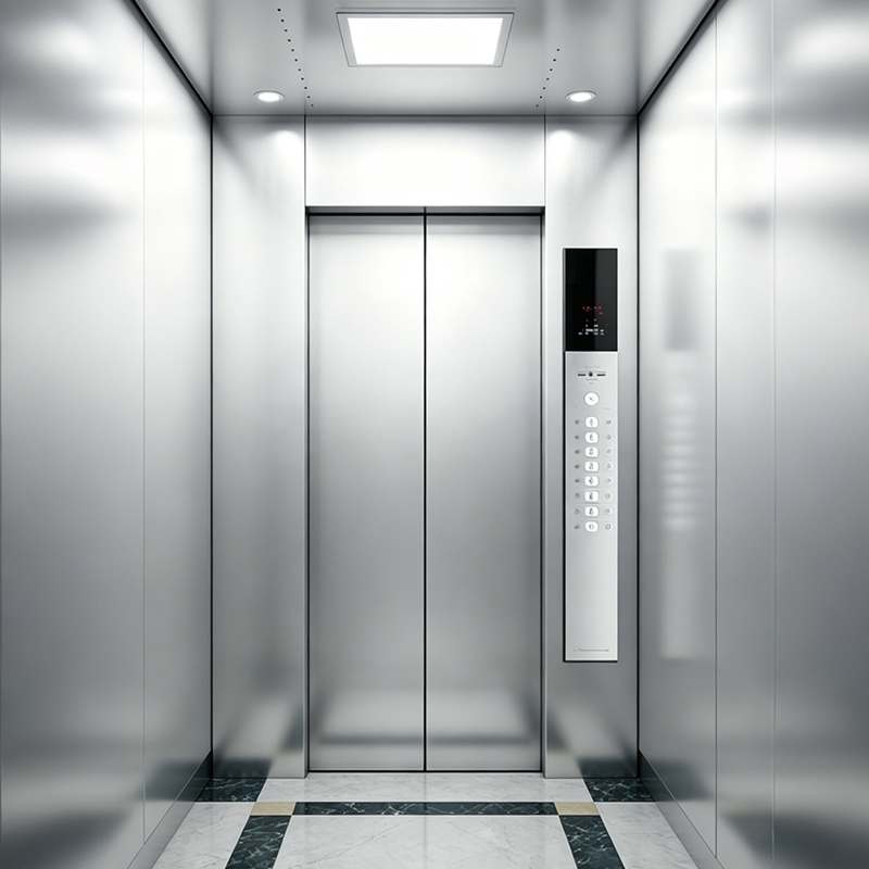 Lift Penumpang Stainless Steel Garis Rambut dengan Ruang Mesin