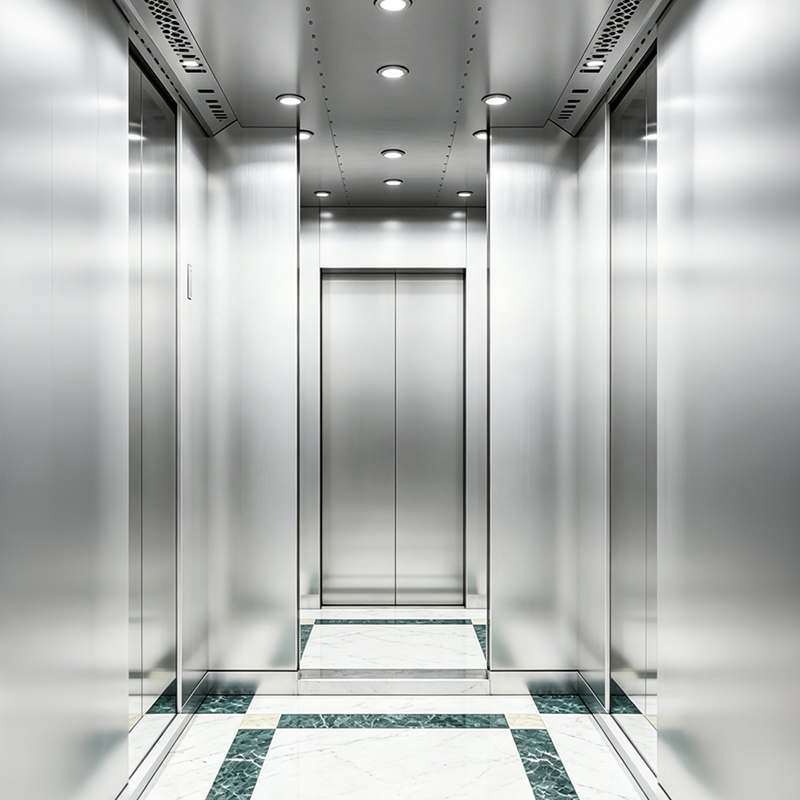 Lift Penumpang Stainless Steel Cermin & Garis Rambut untuk Hotel