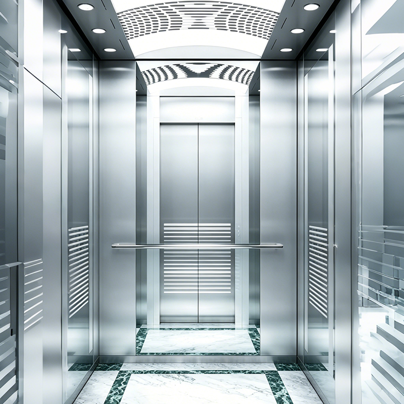 Lift Penumpang Stainless Steel Etsa Cermin Komersial