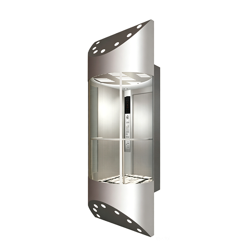Lift Penumpang Panorama Setengah Lingkaran dengan Garis Rambut Stainless Steel
