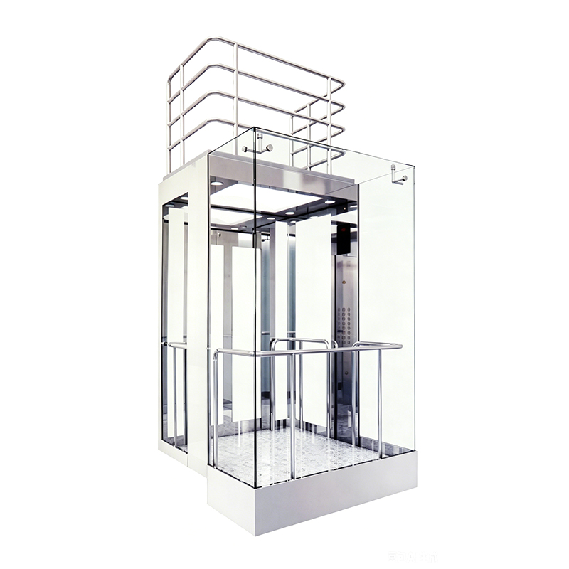 Lift Kapsul Panorama Stainless Steel dengan Lantai Marmer