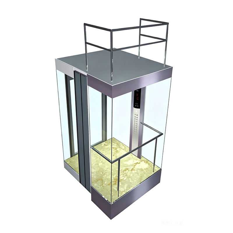 Lift Penumpang Kapsul Bulat dengan Kaca Pengaman Laminasi dan Lampu LED