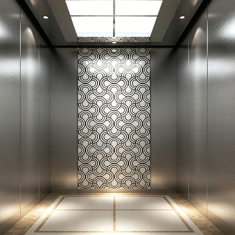 Lift Penumpang Kaca & Cermin Seni Dekoratif Stainless Steel