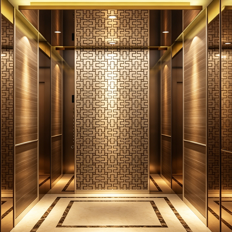 Lift Penumpang Komersial dengan Lantai Marmer Artistik