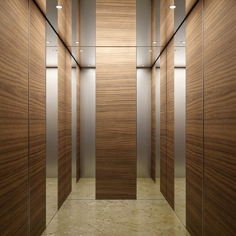 Lift Penumpang Vila Interior Kabin Veneer Kayu Modern