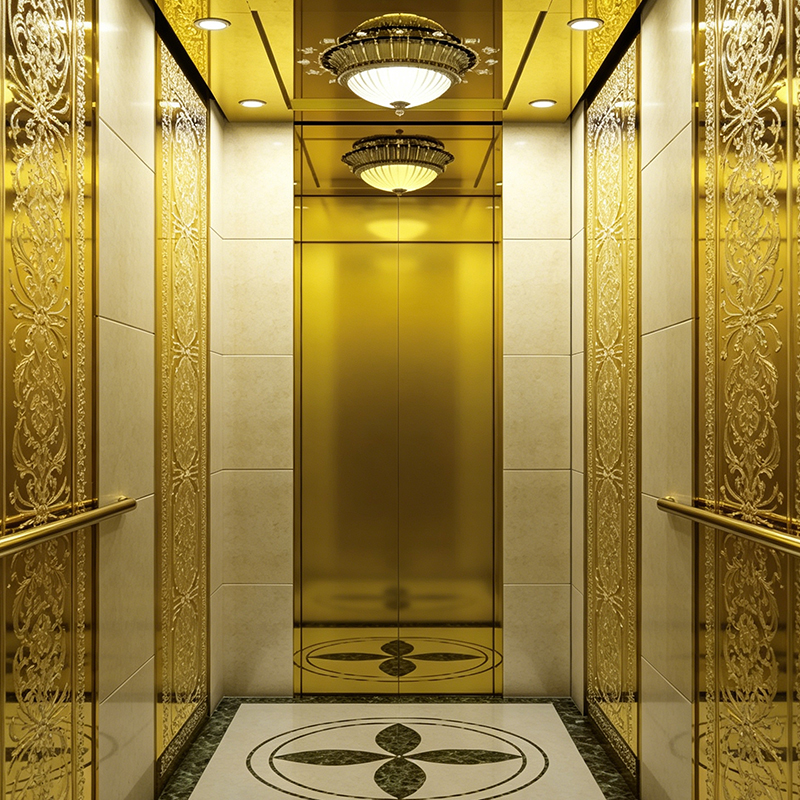 Lift Rumah Mewah Selesai Cermin Titanium Zaman Keemasan